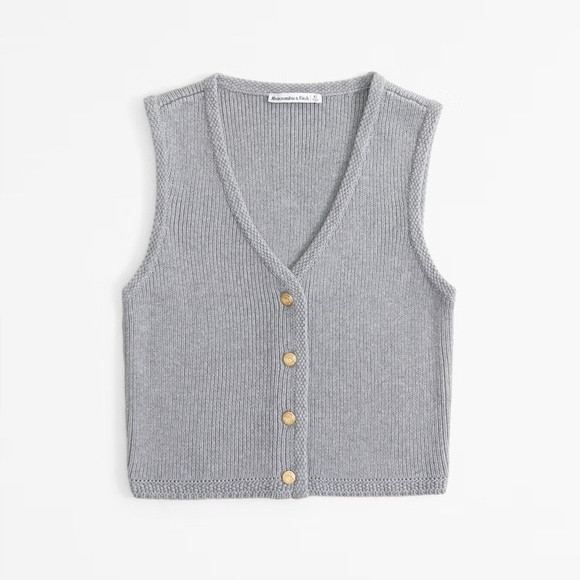Abercrombie & Fitch Women’s Mara Button-Up Sweater Vest Grey XS - Picture 1 of 9
